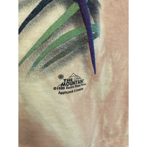 VTG THE MOUNTAIN Parrots Cotton Tie Dye T-Shirt Size Large 90s 1999 USA Tropical - Picture 2 of 6